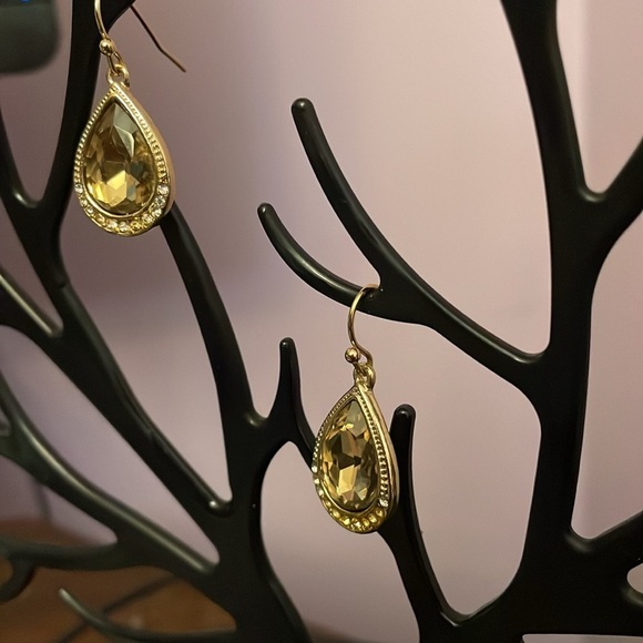 Gold Tone Teardrop Earrings - Picture 6 of 6